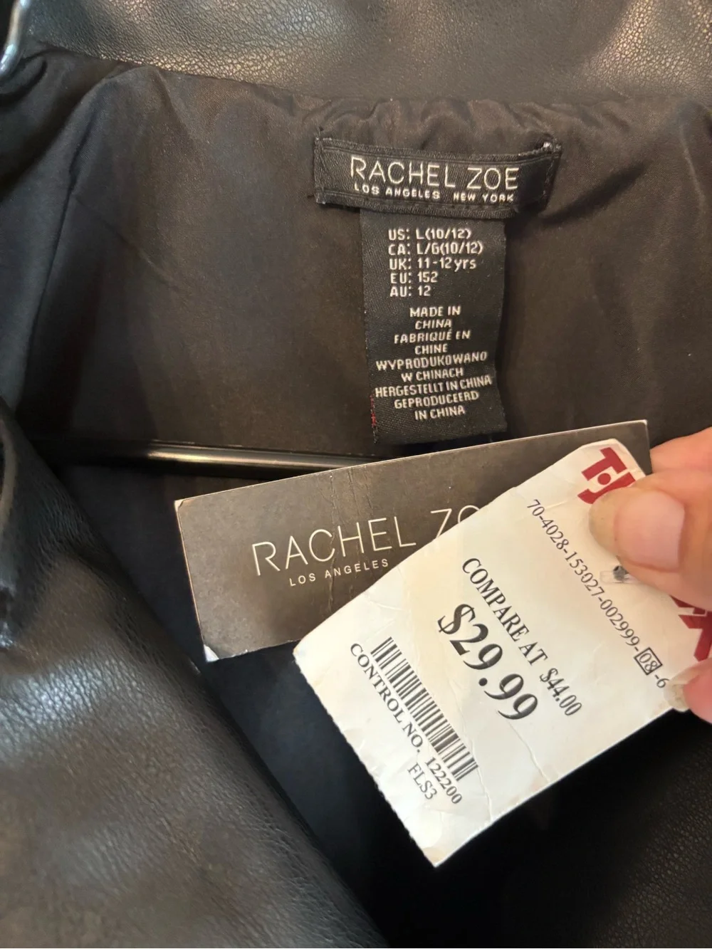 Rachel Zoe girls faux, leather motorcycle jacket